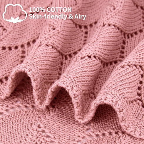 100% 43x35 Inches Baby Blankets Cotton Soft Airy Newborn Swaddle Infants Receiving Blanket for Crib Stoller Pink