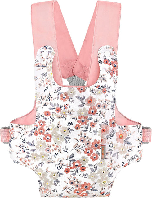 GAGAKU Baby Doll Carrier for Toddler, American Girl Bitty Baby Doll Accessories Holder, Pink Wax Flowers Stuffed Animals