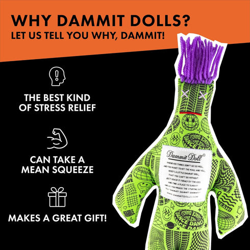 Dammit Doll - Classic Random Color, Stress Relief Gag Gift, 1 Doll