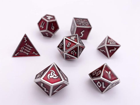 Norse Foundry Set of 7 Vampire Blood Norse Series Full Metal Polyhedral Dice for RPG Math Games DND Pathfinder