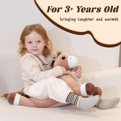 24", 4.4lbs, Weighted Horse Stuffed Animals, Large Stuffed Horse Plush Cute Farm Animal Plush Toy, Weighted Pony