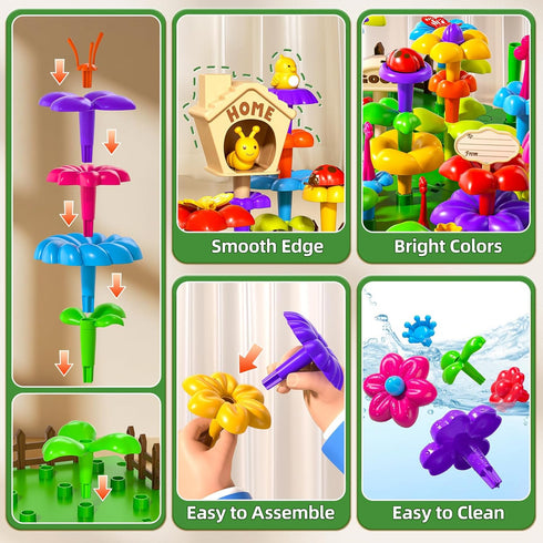 Garbo Star 112 3-4 Set 3 4 5 6 7 Pcs Flower Garden Toy,Toddler Girl Toys Years Old Girls Gardening Building Gifts Best