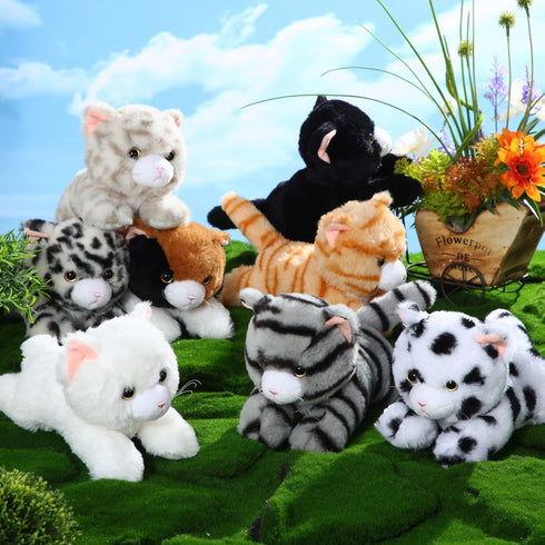 Libima 8 Pcs Cat Stuffed Animals Bulk - 8 Inch Plush Kittens, Party Favors, Birthday Gifts