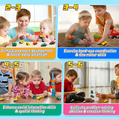 1-3 3-5 Fajiabao Construction Toy Cars for Toddlers Boy Toys Mini Pull Back Cars Small Truck Sensory Bin Bulk & Goodie