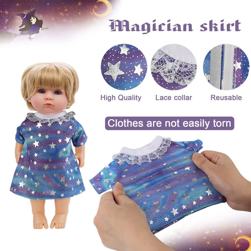 8 pcs Girl Doll Clothes and Accessories Gift - 12 Inch Dolls Dress Outfits, 6 Complete Sets of Cloak, Pajamas, Onesies