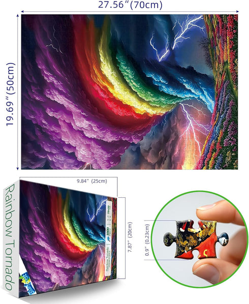 1000 Rainchbow 27.5 19.7 inch Blueforest Piece Puzzles for Adults, Tornado Jigsaw Puzzles for Adults, Hard Challenge