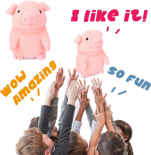 Hopearl Talking Pig, Repeats What You Say, Nodding Electric Interactive Animated Toy for Toddlers, Pink