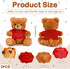 2 Pcs Little Bear Plush Stuffed Animal Sympathy Gifts Memory Bear with a Bear Hug Sign Funeral Gift for Kids Bereavement Comfort Child Loss of Loved One(Brown, Red)