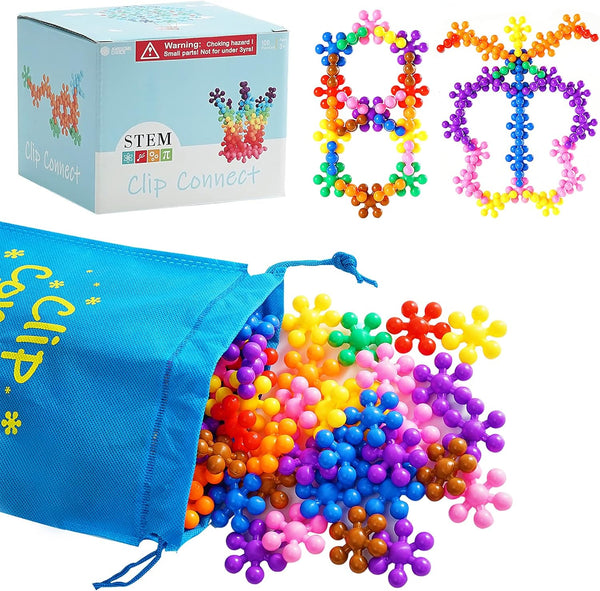 Clip Connect 120 Piece Building Blocks, STEM Building Toys Set for Kindergarten Math Manipulatives for Kids Boys Girls
