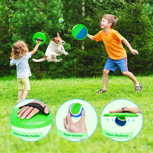 TEILLNET Set 3 4 5 6 7 8 9 10 11 12+ Toss and Catch Ball Upgraded - Kids Toys Beach Toys Baseball Games - Sturdy
