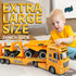 Toys,25.6" 3 4 5 6+ Dwi Dowellin Construction Carrier Truck Kids Semi-Trailer Toy with Excavator and Dump Truck,Gifts