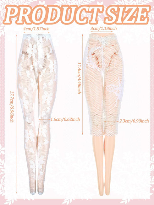 6 Pieces Doll Tights, Handmade Lace Stockings for 12 Inch Dolls, Casual Accessories for Girls DIY Gifts