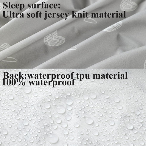Waterproof Changing Pad Cover Set - 2 Pack Stretch Jersey Knit, Super Soft Grey Love & Stars