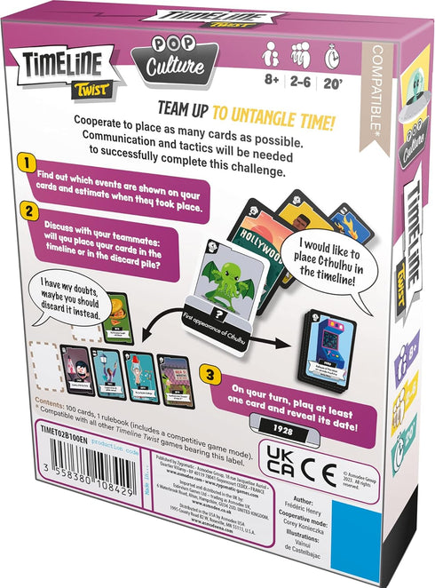 Zygomatic Timeline Twist Pop Culture Edition - Test Your Chronological Knowledge! Cooperative Trivia Game, Fun Family Game for Kids and Adults, Ages 8+, 2-6 Players, 20 Minute Playtime, Made