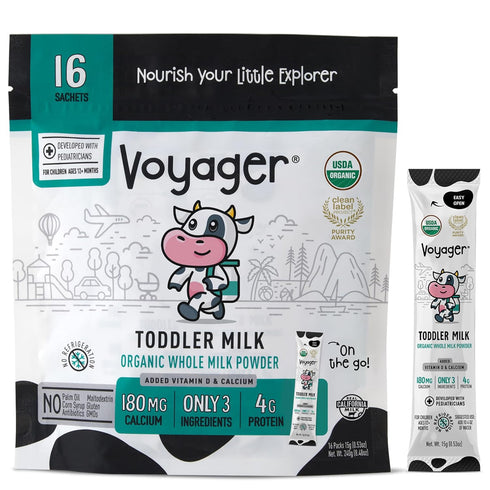 Voyager Toddler Milk On The Go, USDA Organic Shelf Stable Whole Milk