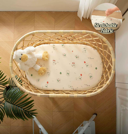 2 Pack 32 16 4 inches SDY Dog Bassinet Sheets Boys Girls,Fit for Rectangle, Round, Oval, Hourglass Mattress, Flexible