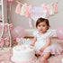 1st Pink Bow Birthday Highchair Banner Decorations Wood Bead Tassel Garland Cone Hat Wooden Cake Topper For Baby Girls