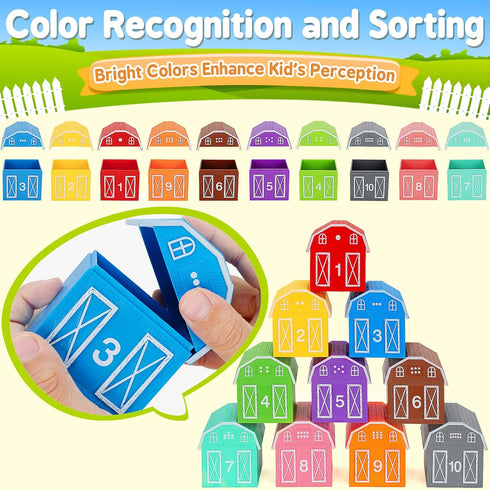 20Pcs Montessori Farm Animals Learning Toys for 1,2,3 Year Old Toddlers | Matching & Sorting Games Gift