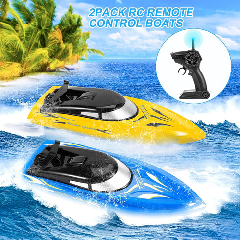 2PACK Adults,10km/H 2.4G 4 RC Boat,Remote Control Boats for Kids and High Speed Remote Control Boat,Fast RC Boats