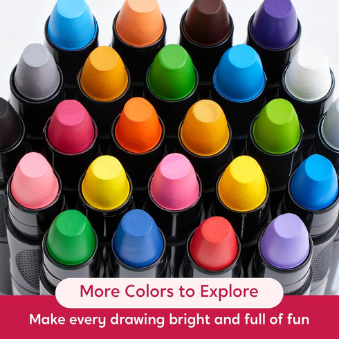24 3+ SYNCFUN Pcs Twistable Silky Window Crayons, Washable Crayons, Glass and Paper, Easy to Hold & Quick-Drying Art