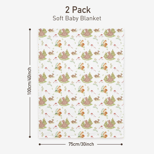 2-Pack Stories,30 40 inches GLLQUEN BABY Blankets for Unisex Boys Girls, Muslin Cotton Front Soft and Breathable