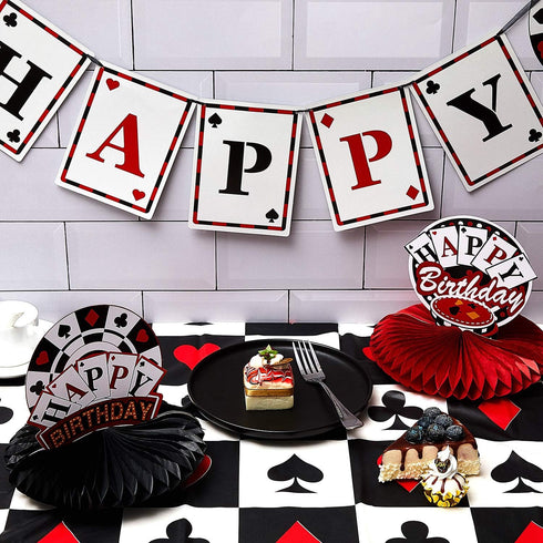 2 Pieces Poker Tablecloth | Casino Theme Party Decorations | Las Vegas Table Cover, 54 x 108 Inch