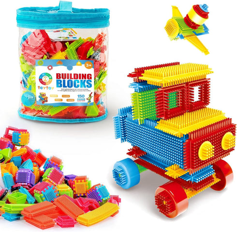 teytoy My First Baby Building Toys, 150pcs Bristle Shape 3D Building Blocks