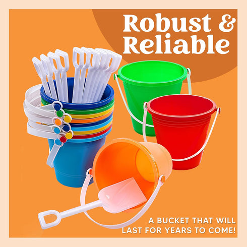 12 Sets Set Sloosh Sand Buckets with Shovels for Kids Beach Pails Toys Party Favors Pail Plastic Bucket with Handles