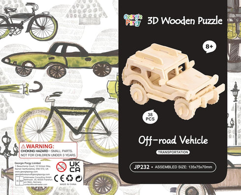 Georgie Porgy 3D Wooden Puzzles for Kids - Construction Woodcraft Kits DIY Model Puzzle Kits Pack of 3