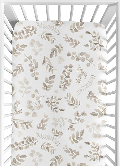 Set 2p Sweet Jojo Designs Floral Leaf Boy Girl Gender Neutral Baby Fitted Crib Sheet for Infant Newborn Nursery Toddler