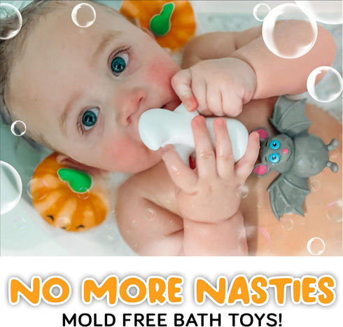 Halloween Bath Toys for Babies and Toddlers, No Hole Animal Bath Toys, BPA-Free, Mold-Free, Infant Bath Toys 1-18 Months