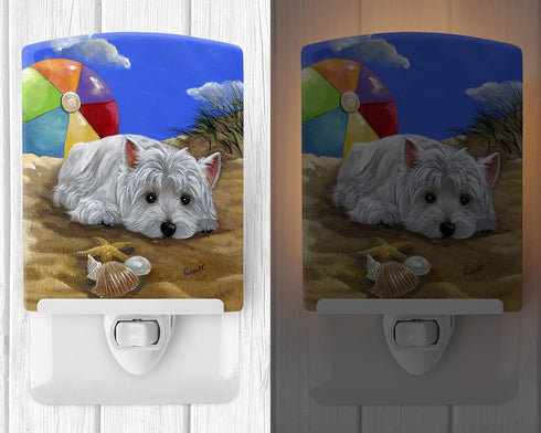 PPP3202CNL 6x4x3, Caroline's Treasures Westie Beach Baby Ceramic Night Light Compact, UL-Certified, Ideal for Bedroom