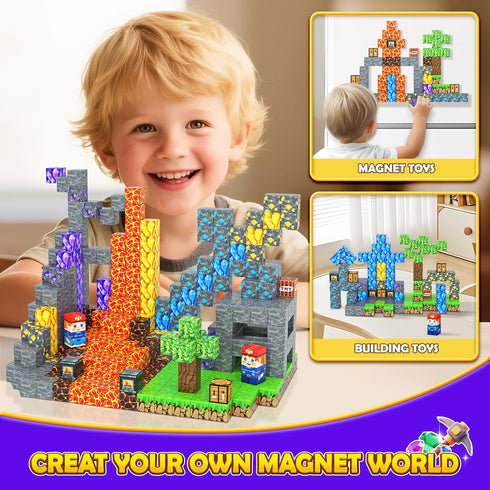 Toyvimo 100PCS 3-5 4-6 5-7 6-8, 3-12 Magnetic Blocks Kids Toys Magnetic Building Blocks Build Mine Magnet World Craft