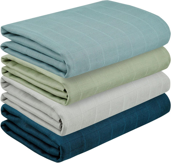 Featherhead 100% Cotton Muslin Swaddle Blankets for Baby Girl - Large 47x