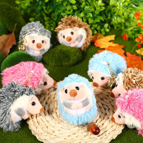 8 Pieces Mini Hedgehog Plush Toys Animal Stuffed DIY Keychain Accessories for Baby Birthday