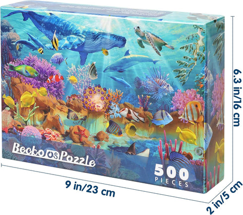 Becko US 500 Piece Jigsaw Puzzles for Adults and Kids - Undersea World Underwater Paradise Ocean Scene
