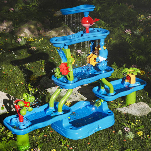 WATUDOU 3-5 4-8, 5-Tier Set, Summer Kids Water Table for Toddlers Kids Ages Water Table with Rich Activity Outdoor