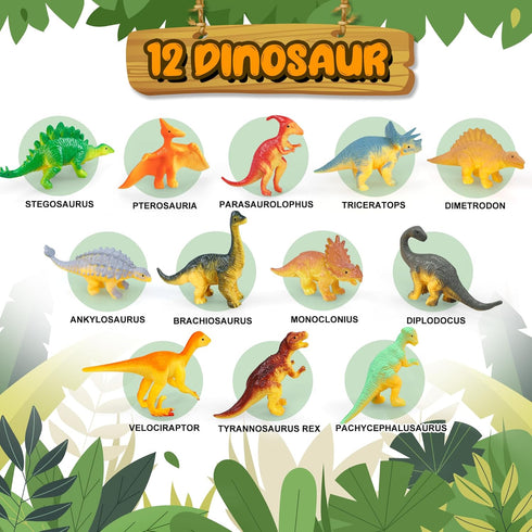 Dinosaur Toys with Sound Book and 12 Toy Figures, Interactive Educational Toys for Kids Ages 3-6