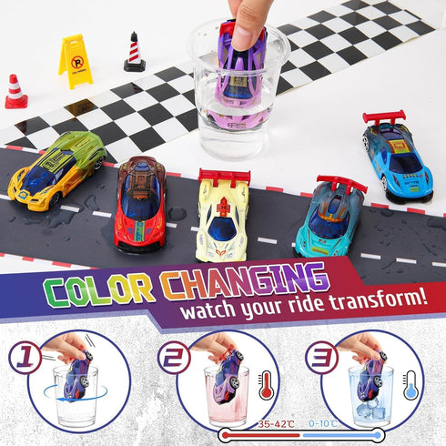 MACALOCA 1-3 4-8 Color Changing Cars Toys Bath Toys for Kids Ages Easter Basket Stuffers for Kids Grandkids Pool Water