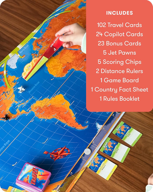 8+ SimplyFun Lets Jet World Geography Game - Educational Board Game for Kids Ages - World Travel Game with Map, Cards
