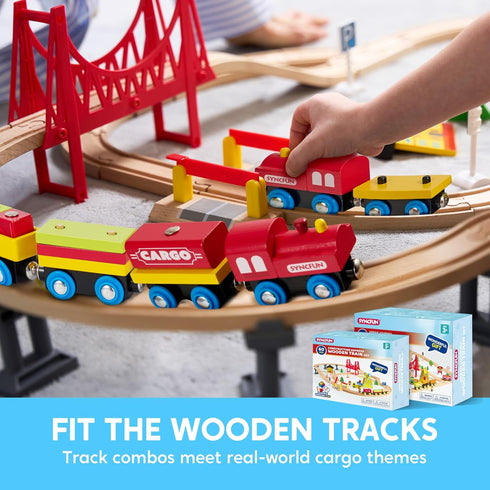 Set 12PCS 2-8 Montessori Wooden Train Toy for Kids, Magnetic Train Cars with Storage Gift Box, STEM Educational Toy