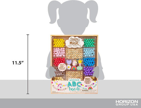 Story Magic Wooden ABC Bead Kit, 350+ Wooden Beads & Charms for Jewelry Making, Great for Kids Arts & Crafts