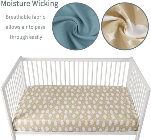 2 Pack 52x28x8in. GUNTAIL Baby Crib Sheets for Boys Girls, Fitted Crib Sheet for Standard Crib and Toddler Mattress