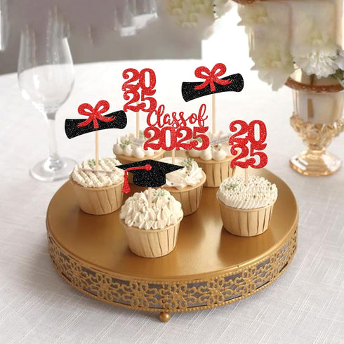 36 PCS 2023 Graduation Theme Cupcake Toppers - Glitter Class of 2023 Graduation Cap and Diploma Cake Decorations