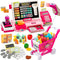 Kids Cash Register Toy with Shopping Cart - Toddler Pretend Play Store Cashier Register with Music and Calculator