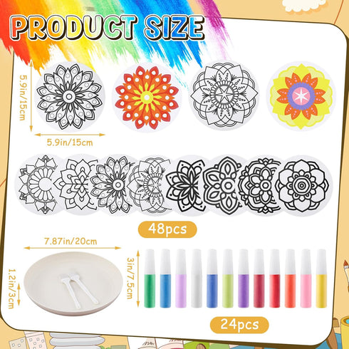 Vertintong 48 24 Pcs Sand Painting Mandala Coloring Craft Kits Mandala Sand Art Kits Pictures with Sands Options