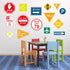 Zonon 15 Pieces Road Signs Wall Decal, Traffic Street Signs Stickers for Kids Bedroom, Classroom Decor
