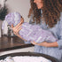 YallLocoMo Personalized Baby Swaddle Blanket for Boys Girls Purple Flower Name Text Custom Name Receiving Blanket