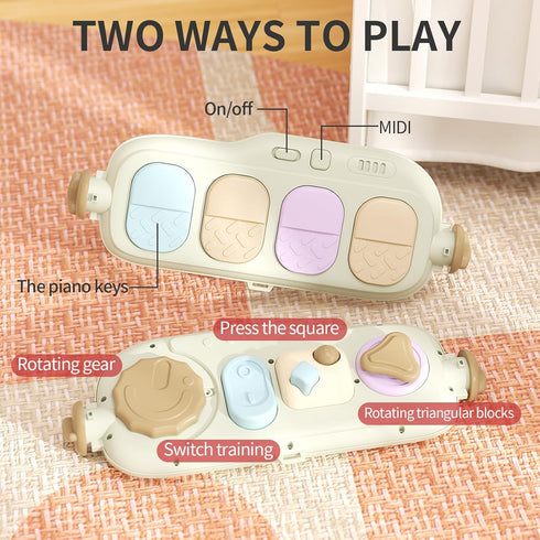 2 1 0-24 Jovow in Baby Gym with Walker,Baby Play Mat with Double-Sided Multifunctional Removable Play Piano Panel