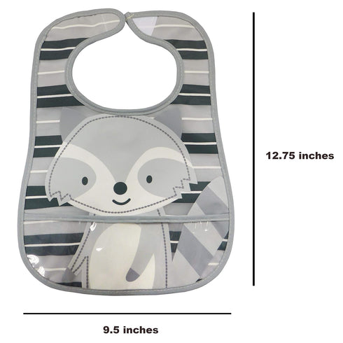Neat Solutions 2 Pack Water Resistant Toddler Bib Set - Multi Bear & Raccoon
